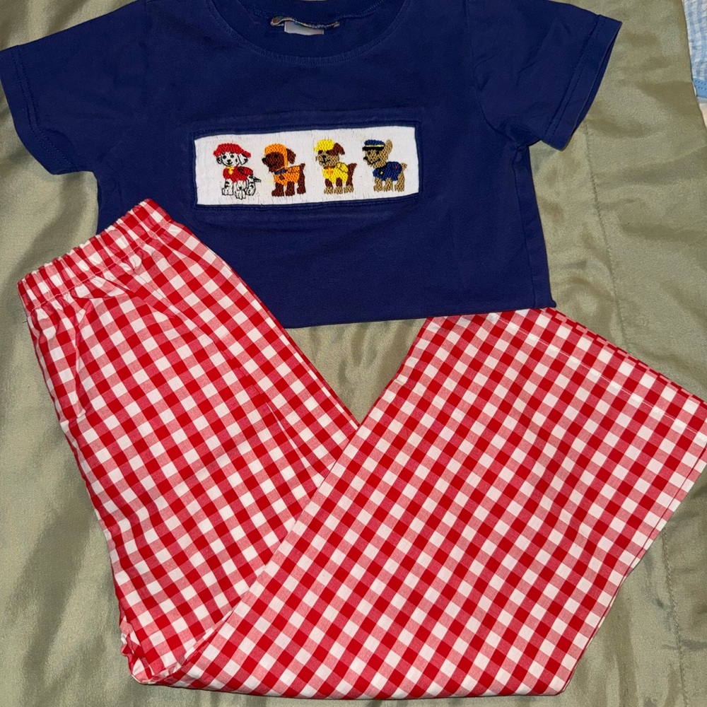 Kids Blue and Red Checkered PawPatrol Set